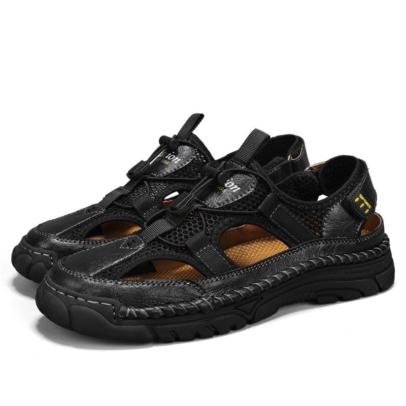 Handmade Simple Letter-Print Summer Beach Hollow Sandals, Fashionable Velcro Outdoor Hiking And River-Tracing Shoes,_vogvips.com