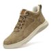Men's Round Head Anti-suede Casual Board Shoes Front Lace-up Breathable Flat Heel Rubber Non-slip Sole Medium Top Men's Shoes_vogvips.com