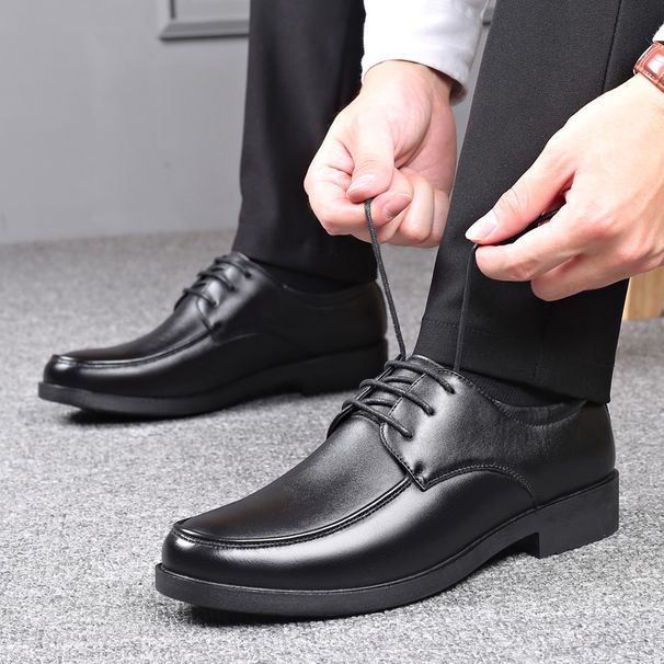 New 2025 Autumn Winter Men's Business Shoes Round Headed Formal Leather Shoes Black Casual Work Shoe Lace Up Male Zapatos Homme_vogvips.com