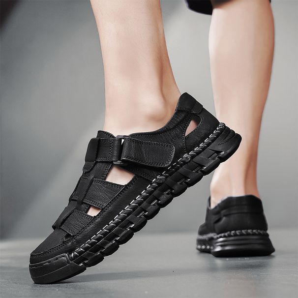 Cross-border Large-size Summer Hollow Men's Sandals For Men, Dad's Non-slip Wear-resistant Outdoor Beach Shoes, Clogs_vogvips.com