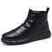 European Warm Series Autumn Winter Martin Men Black High-top Boots Fleece-lined Warm British Style Leather Youth Men's Shoes Trendy Brand_vogvips.com