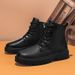 European Warm Series 2025 New Spring Side Zipper Black Martin British Style Motorcycle Leather Boots High Top Workwear Men's Shoes_vogvips.com