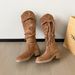 2025 Autumn Tassel Knight Thick Heel Over-the-Knee Mid-Calf Slimming Pile Round Toe Black Long Boots For Women_vogvips.com