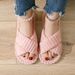 Open Toe Women's Autumn And Winter Indoor And Outdoor Thick Soled Warm Plush Maternity Slippers, One Strap Cotton Slippers, Women's Foam Comfortable_vogvips.com