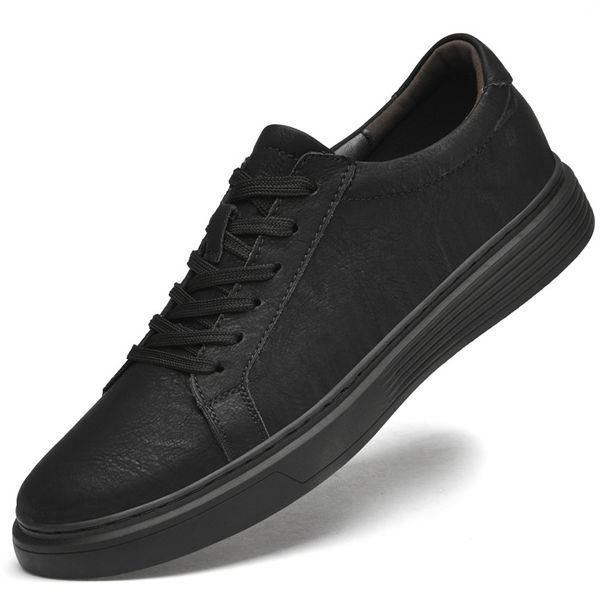 Men's Shoes Board Shoes Men's Cowhide Hollow Breathable Trendy Lace-up Retro Men's Casual Shoes_vogvips.com