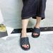 Trendy Flat Slippers For Women Summer New Fashion Embossed Solid Color Thick Sole Indoor Outdoor One-Strap Shoes_vogvips.com