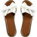 Women's Bow Knot Slides Open Toe Flat Sandals Summer Slip On Slippers Casual Leather PU Rubber Sole Comfortable Beach Wear_vogvips.com