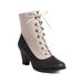 40-45 Foreign Trade Cross-Border Plus Size Women's Autumn Winter Color Block Cross Lace Mid-Heel Short Martin Boots H282_vogvips.com