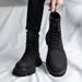 Black Martin Boots For Men, Ins Style, Cool Side Zipper, Workwear Motorcycle Boots, Thick Sole, High Top Shoes, Matte_vogvips.com