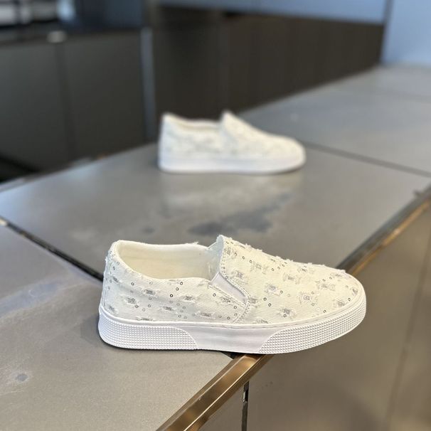 Men's Slip-On Canvas Shoes - Breathable Lightweight Casual Loafers With Rhinestone Details For Spring Summer Fall Small Fresh Men's Shoes_vogvips.com