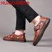 New In For Men Outdoor Beach Flats Breathable Normal Leather Casual Anti Slip Designer Replica Summer Sandals_vogvips.com