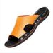Shoes Sandals Mens Classic Summer Soft Black PU Leather Slippers Lightweight EVA Slides For Men_vogvips.com