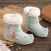 Yiya Cotton Autumn Winter Old Beijing Cloth Shoes High-top Ethnic Style Women's Short Retro Embroidered Boots Paired_vogvips.com