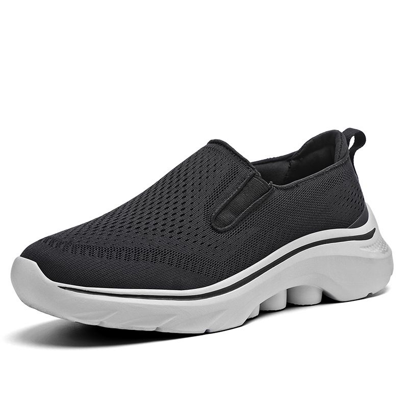 Cross-border Large Size 48 Popular Casual Shoes, Fly-knit Slip-on Men's Loafers, Summer Mesh Sneakers_vogvips.com