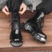 Niche Functional Chelsea Martin Boots Men's Paris Heightening Motorcycle Boots Patent Leather Derby Boots_vogvips.com