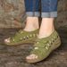 New Plus Size Summer Women's With Car Lines, Perforated Shoes, Velcro Wedge Heels, Comfortable Sandals For Women_vogvips.com