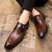 Euro Step 2025 New Loafers Leather Business Formal Casual Korean Style Trendy British Pointed Brogue Men's Shoes_vogvips.com
