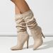 Elegant Women's Stiletto Boots - Chic Pointed Toe Slip-On Mid-Calf Suede Boots With PU Lining & Comfortable Rubber Sole_vogvips.com