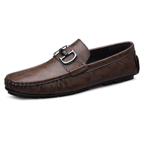 Loafers Casual Leather Shoes Men's Leather Lazy Shoes Soft Sole Embossed Soft Surface Men's Doudou Shoes_vogvips.com