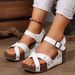 Cross-Border Summer New European And American Style Platform Thick-Soled Wedge For Women With Velcro Large Size Studded_vogvips.com