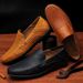 ct Suitable For All Seasons Men's Leather Casual Driving Shoes Soft Sole Korean Style Trendy Slip-On Loafers_vogvips.com
