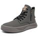 Lace-up Martin Boots Side Zipper Leather Thick-soled Heightening Retro Tooling Boots Men_vogvips.com
