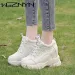 Spring Women Ankle Boots NEW Fashion Winter Ladies Platform Cm High Wedges Leather Casual Shoes Woman Thick Black_vogvips.com