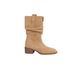 Sheepskin Version~Grape Mom Same Style Shoes With Hidden Wedge, Round Toe, V-Cut, Chunky Heel, Slimming, Large Calf_vogvips.com