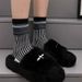 Retro Striped & Checkered Crew Socks – Soft Cotton Double Needle Knit – Breathable & Comfortable – Vintage Style – Stackable Design – Multiple Colors_vogvips.com