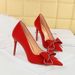 3265-H37 Banquet Fashion Korean Edition Slim Women's Shallow Mouth Pointed Water Diamond Bow Single Shoes High Heels_vogvips.com