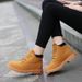 Women's Genuine Leather Suede Martin Boots With Fleece Lining, Chunky Rubber Sole, Round Toe, Low Heel, Slip-Resistant, All-Season Comfort_vogvips.com