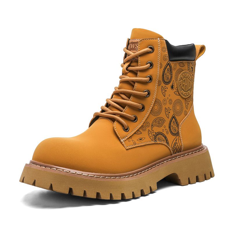 Men's High Top Martin Boots Casual Outdoor Tooling Short Boots Pattern Leather Boots_vogvips.com