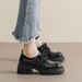 Thick-soled Small Leather Shoes Women's College Style Small Man Height-increasing Lace-up Loafers Single Shoes Women_vogvips.com