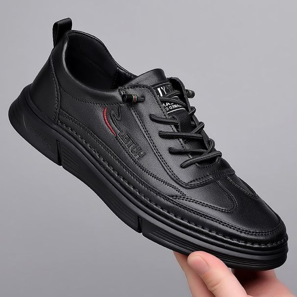 Men's 2025 New Trend Spring Versatile Casual Board Genuine Soft Sole Breathable Korean Version Sports Leather Shoes For_vogvips.com