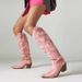 2023 Autumn Winter European And American Cross-Border 34-46 Large Size Western Cowboy Embroidered High Heel Pointed Toe_vogvips.com