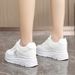 W3675 New White Shoes 2024 Autumn Solid Color Inner Height Increase Thick Bottom Wear Resistant Student All Match Breathable Sneakers_vogvips.com