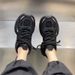 Warrior Soft Sole Lightweight Sneakers Women, Trendy Black Dad Shoes, Breathable Mesh Running Shoes For Autumn_vogvips.com