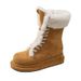 Hongtong Autumn New Thick-Soled Fur Mid-Calf Winter Sheepskin Fleece-Lined Thickened Snow Boots Wholesale_vogvips.com