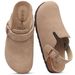 Evshine Women's Suede Back Strap Men Leather Mules Cork Footbed Slip On Potato Shoes Genuine Clogs With Arch Support_vogvips.com