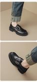 One-word Buckle With Platform Loafers Women's Retro British Small Leather Shoes Soft-soled Single Shoes Women_vogvips.com