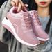 Women's Casual Shoes Women's Shoes Thick-soled Heightening Single Shoes Shallow Mouth Fly-woven Shoes Breathable Mesh Shoes_vogvips.com
