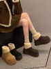 Brown Snow For Women 2025 French Style New Thick-Soled Retro Winter Fleece-Lined Warm Cotton Boots Shoes Ins_vogvips.com
