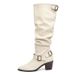 Pointed Toe White High For Women, New Summer Style, Over-the-Knee Thick Heel Riding Boots, Slimming Long Boots With Wide_vogvips.com