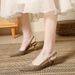 360-28 2026 New Fairy Style Pointed Toe High Heels, Closed-Toe Shallow Heel Stiletto Bridesmaid Sandals_vogvips.com