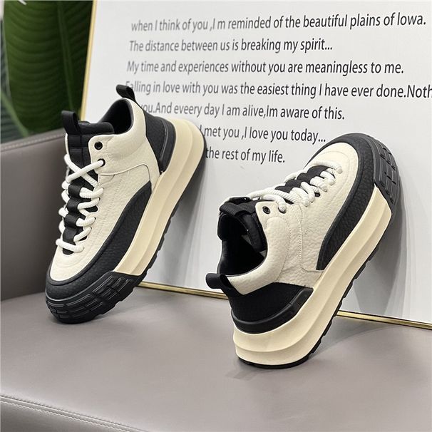 Trendy Men's 2025 Winter New Model, Leather With Fleece Lining, Non-Slip Board S, Warm And Comfortable Mid-Top Dad_vogvips.com