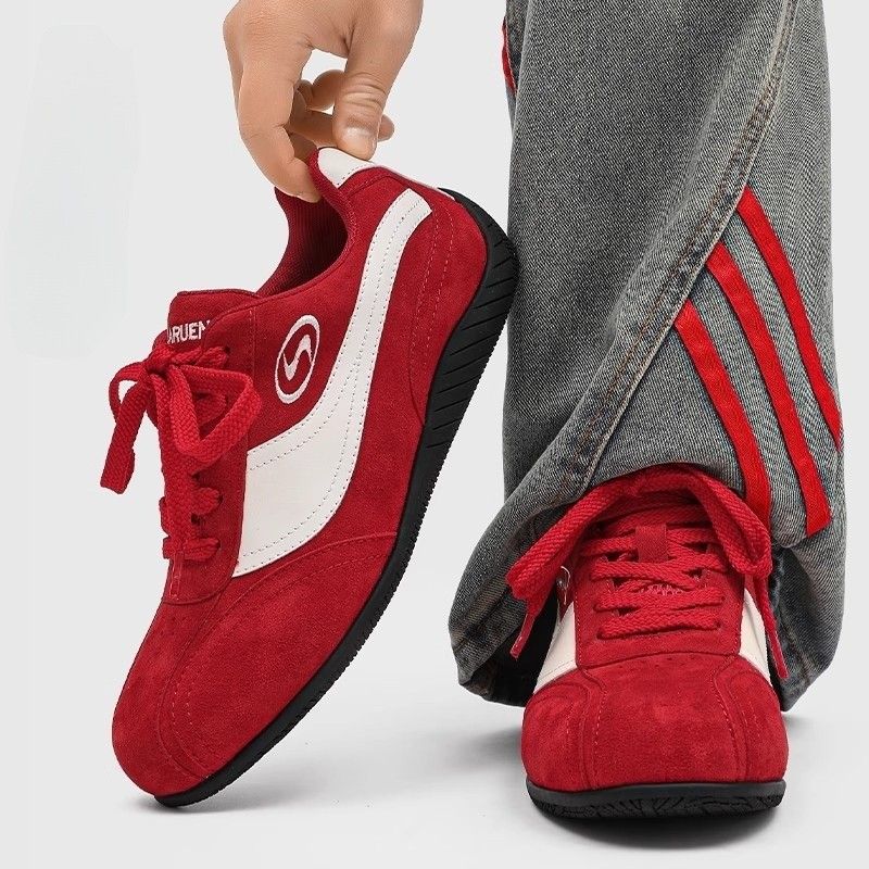 Unisex plus Size Red Racing Shoes Thick Soled Summer Sports Casual Sneakers for Couples Versatile_vogvips.com