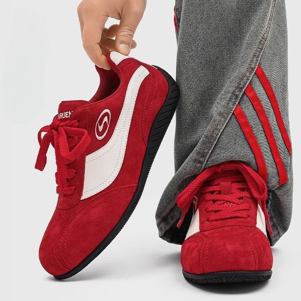 Unisex plus Size Red Racing Shoes Thick Soled Summer Sports Casual Sneakers for Couples Versatile_vogvips.com