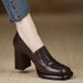 Waterproof Platform Single Shoes, Fall 2025 New Black Fashion Square Head Solid Color Thick Bottom Coarse Versatile High_vogvips.com