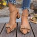2026 Summer New Cross-Border Bow Hollow Women, Pointed Toe Mid-High Heel Ankle Strap Sandals For Women_vogvips.com