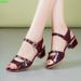 Middle-aged Summer Sandals, Mom's Flat Shoes, Genuine Leather, Soft Sole, Mid-heel, Women's Shoes With Cowhide Sole And_vogvips.com